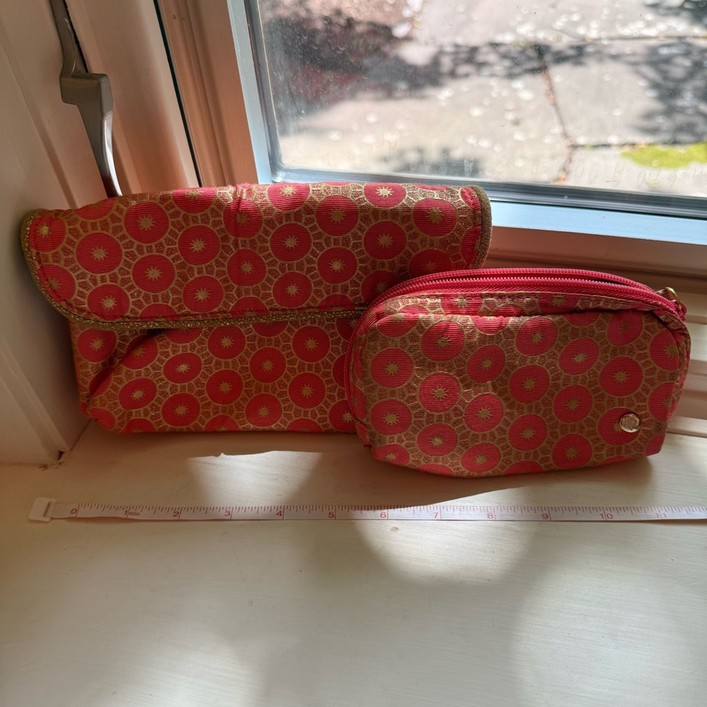 Stephanie Johnson Pink and Gold Cosmetic Bag Set